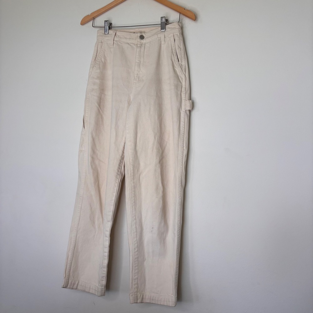 Madewell Cream White Cargo Wide Straight Leg Denim Jeans Utility size 23